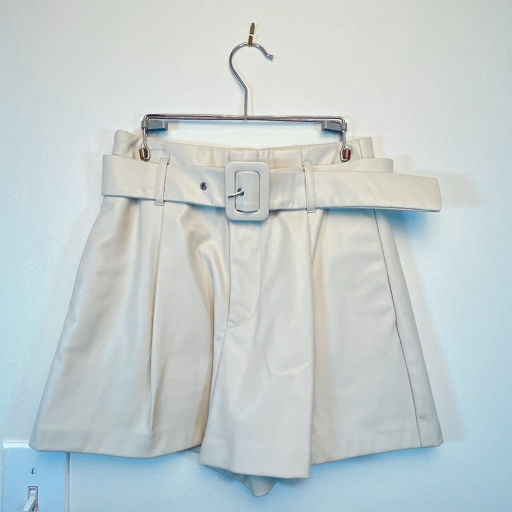 Zara Faux Leather White Shorts